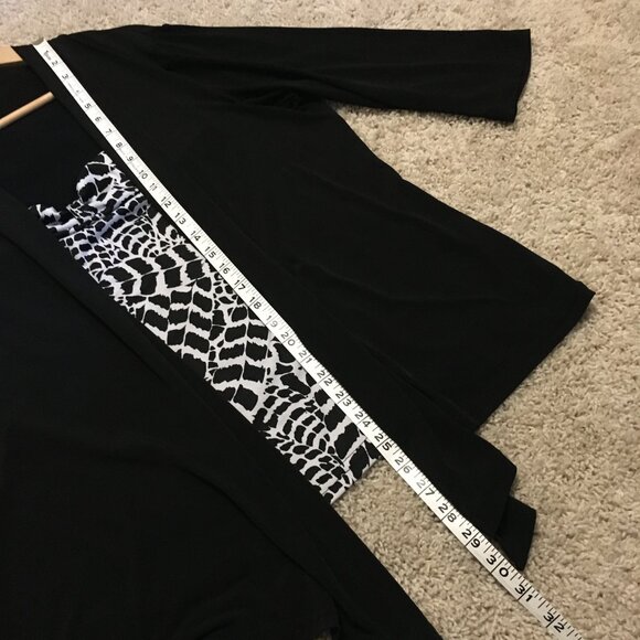 Mandee Black Open Waterfall Cardigan With Bow Tie Bust Animal Print Shirt 2in1 - Picture 15 of 16